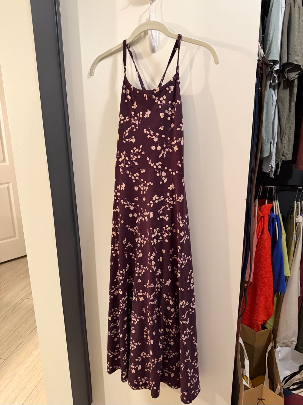 Pact Organic Fit & Flare MIDI Dress with Pale Pink Floral Print